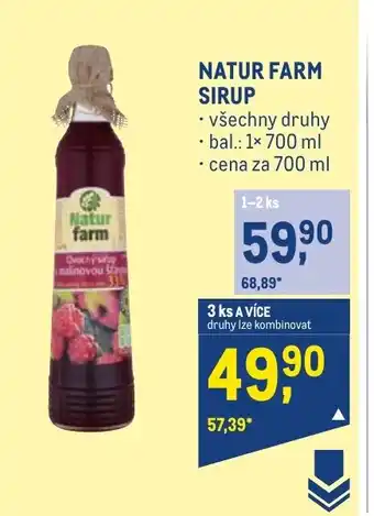 Makro NATUR FARM SIRUP nabídka