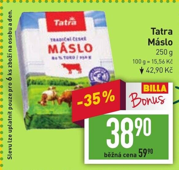 Billa Tatra Máslo 250 g nabídka
