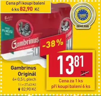 Billa Gambrinus Originál 6x 0,5 l nabídka