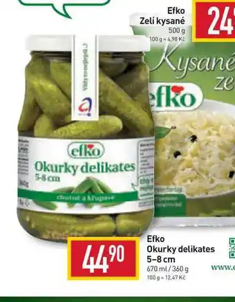 Billa Efko okurky delikates 5-8 cm 670 ml/360 g nabídka