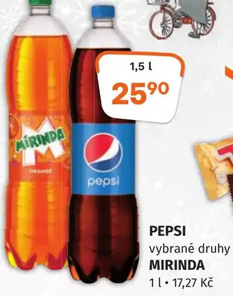 Trefa PEPSI vybrané druhy MIRINDA nabídka