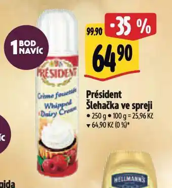Albert Président šlehačka ve spreji nabídka