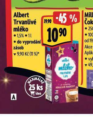 Albert Albert trvanlivé mléko 1,5% nabídka