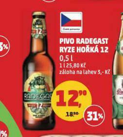Penny Market Pivo radegast ryze hořká 12 nabídka