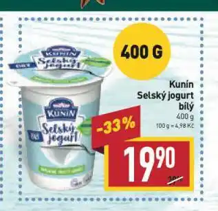 Billa Kunín selský jogurt nabídka