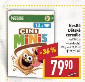 Billa Nestlé dětské cereálie nabídka