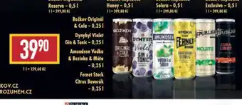 Billa Fernet stock citrus bavorák nabídka