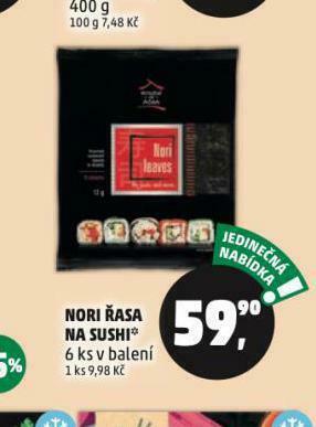 Nori řasa na sushi