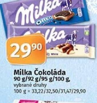 COOP TIP Milka Čokoláda 90 g/92 g/95 g/100 g nabídka