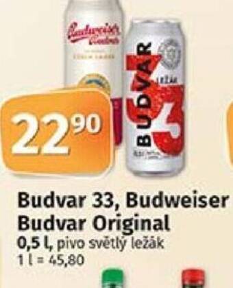 COOP TIP Budvar 33, Budweiser Budvar Original 0,5 L nabídka