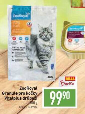 Billa Zooroyal granule pro kočky vitalplus drůbeží 800 g nabídka