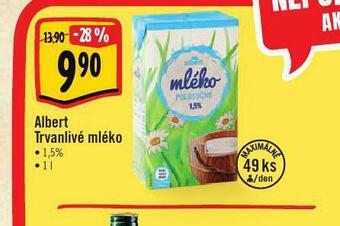 Albert Trvanlivé mléko 1,5% nabídka
