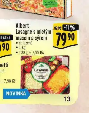 Albert Albert lasagne s mletým masem a sýrem nabídka