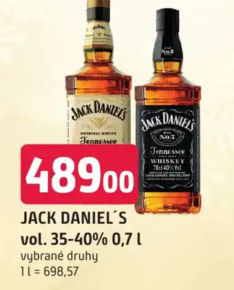 JACK DANIEL'S vol. 35-40% 0,7 L