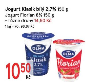Žabka Jogurt Klasik bílý 2,7% 150 g Jogurt Florian 8% 150 g nabídka