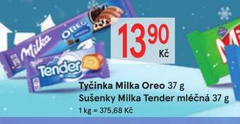 Žabka Tyčinka Milka Oreo 37 g Sušenky Milka Tender mléčná 37 g nabídka