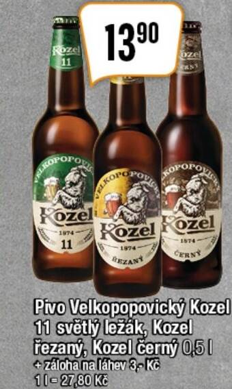 TEMPO Pivo Velkopopovický Kozel 11 světlý ležak, Kozel řezaný, Kozel černý 0,5L nabídka