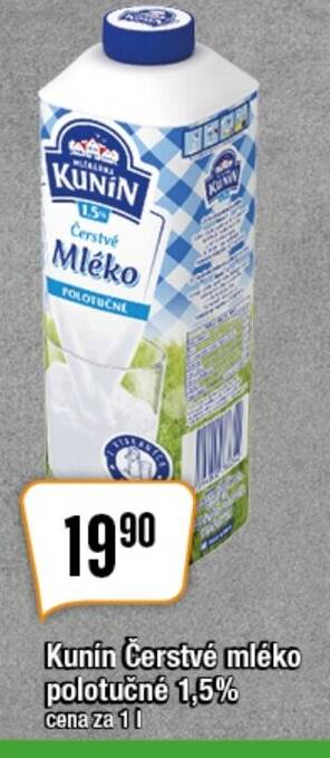 TEMPO Kunín Čerstvé mléko polotučné 1,5% nabídka