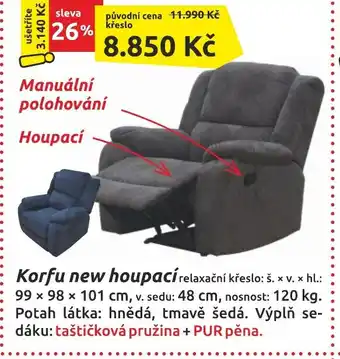 Nábytkáři Čech a Moravy Korfu new houpací relaxační křeslo nabídka