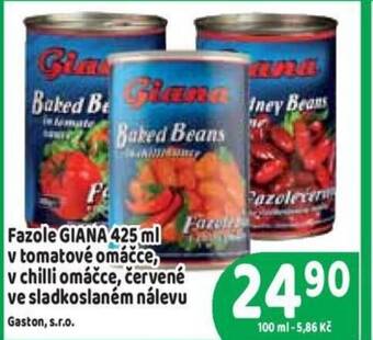 Brněnka Fazole GIANA 425 ml v tomatové omáčce, v chilli omáčce, červené ve sladkoslaném nálevu nabídka