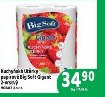 Brněnka Kuchyňské Utěrky papírové Big Soft Gigant 2-vrstvý nabídka