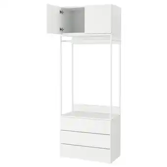 Platsa skříň/2 dveře + 3 zásuvky, bílá/fonnes bílá, 80x42x221 cm