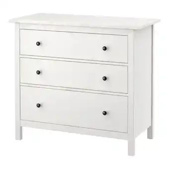 Hemnes komoda se 3 zásuvkami, bílé mořidlo, 108x96 cm