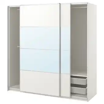 IKEA Pax / mehamn/auli šatní sestava, bílá oboustranné/bílá zrcadlové sklo, 200x66x201 cm nabídka