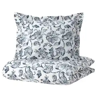 IKEA Junimagnolia povlečení na dvoulůžko, bílá/tm.modrá, 200x200/50x60 cm nabídka