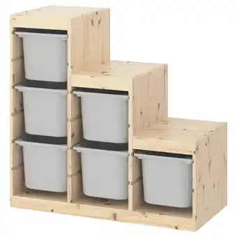 IKEA Trofast úložná sestava, světle mořená borovice/šedá, 94x44x91 cm nabídka