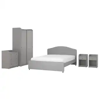 IKEA Hauga nábytek do ložnice, sada 5 kusů, vissle šedá, 140x200 cm nabídka