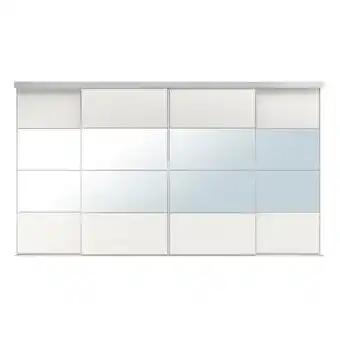 IKEA Skytta / mehamn/auli kombinace posuvných dveří, hliník/bílá zrcadlové sklo, 351x205 cm nabídka