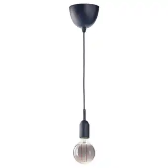 IKEA Gråvacka / molnart závěsná lampa s žárovkou, tm.modrá/čiré šedé sklo, 95 mm nabídka