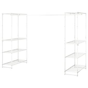 IKEA Jostein policový díl s šatní tyčí, vn./venkovní/drát bílá, 81x166/270x180 cm nabídka