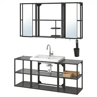 IKEA Enhet / tvällen koupelnový nábytek, sada 17 ks, antracit/baterie glypen, 140x43x65 cm nabídka