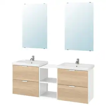 IKEA Enhet / tvällen koupelnový nábytek, sada 15 ks, vzor dub/bílá baterie pilkån, 164x43x65 cm nabídka