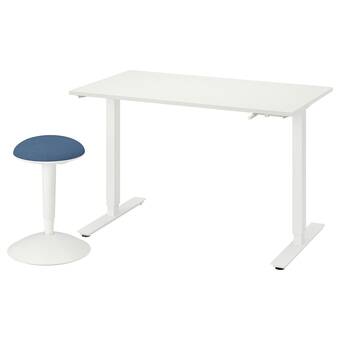 IKEA Trotten / nilserik stůl a polohovací stolička, bílá/tm.modrá nabídka