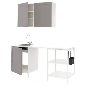 IKEA Enhet kuchyně, bílá/šedá rám, 183x63.5x222 cm nabídka