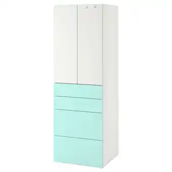 IKEA Småstad / platsa šatní skříň, bílá světle tyrkysová/se 4 zásuvkami, 60x42x181 cm nabídka