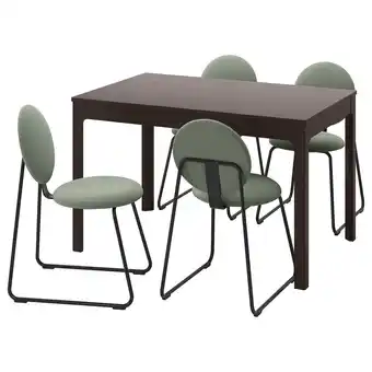IKEA Ekedalen / månhult stůl a 4 židle, tmavě hnědá/hakebo šedo-zelená, 120/180 cm nabídka