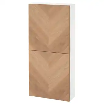 Bestå nást.skříňka/2 dveře, bílá/hedeviken dýha dub, 60x22x128 cm