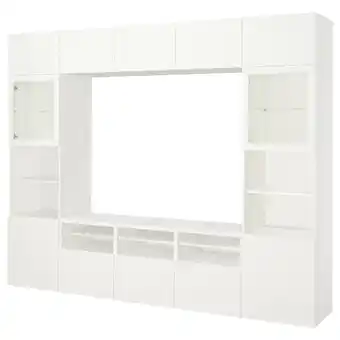 IKEA Bestå tv úložná sestava s proskl. dvířky, bílá/lappviken bílé čiré sklo, 300x42x231 cm nabídka