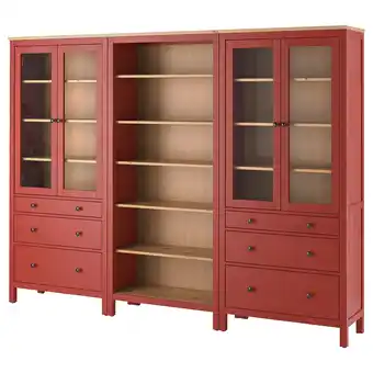 IKEA Hemnes úlož.sestava s dvířky/zásuvkami, červené mořidlo/světle hnědé mořidlo, 270x197 cm nabídka