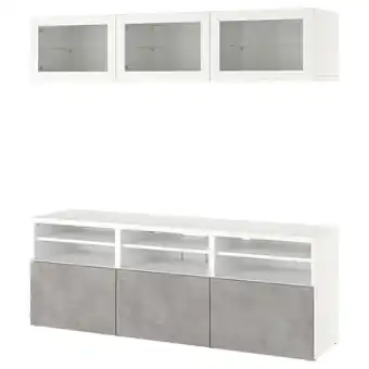IKEA Bestå tv úložná sestava s proskl. dvířky, bílá sindvik/kallviken světle šedá, 180x42x192 cm nabídka