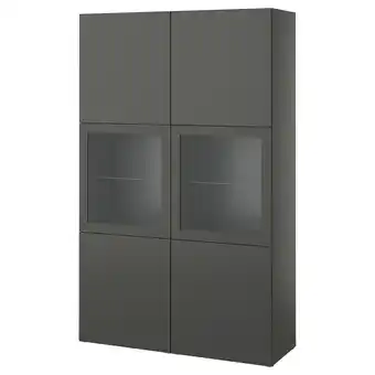 IKEA Bestå úložná sestava s prosklenými dvířky, tmavě šedá lappviken/sindvik tmavě šedá, 120x42x193 cm nabídka