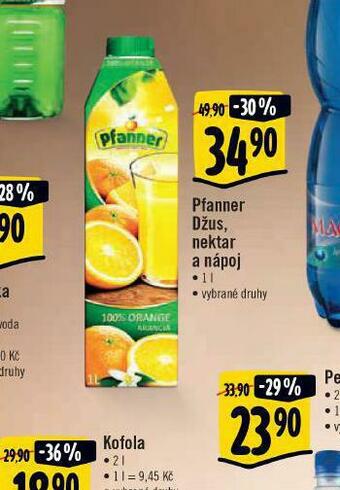 Jip Pfanner džus, nektar a nápoj nabídka