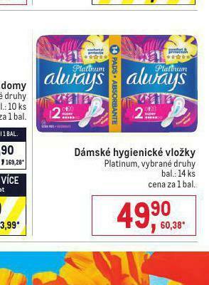 Makro Always dámské vložky nabídka
