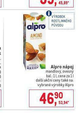 Makro Alpro nápoj nabídka
