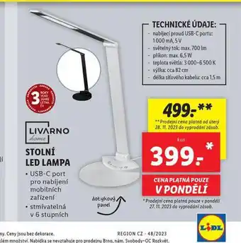 Lidl Stolní led lampa nabídka
