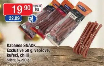 Qanto Kabanos SNÄCK Exclusive 50 g, vepřové, kuřecí, chilli nabídka